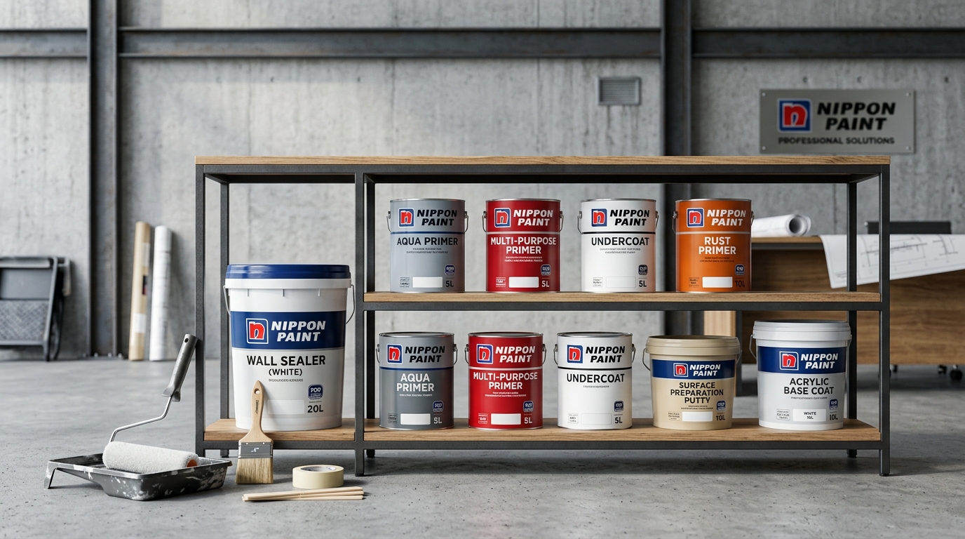 Application of white primer on a raw wall